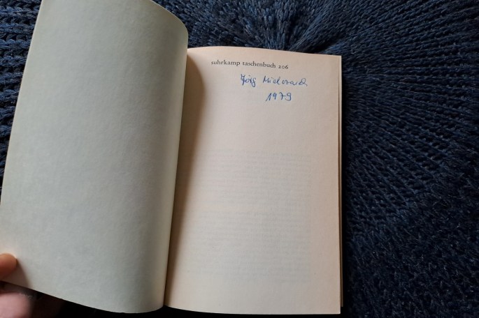 Das Bild zeigt die Schmutztitelseite meines "Demian"-Taschenbuchs aus dem Suhrkamp Verlag.